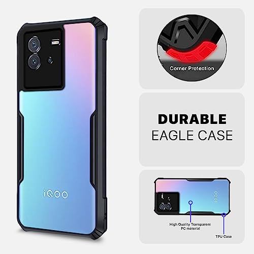 Image of Pikkme iQOO Neo 6 5G Back Cover | Crystal Clear Transparent Back | Ultra Hyrbid | Full Camera Protection | Raised Edge | Bumper Back Case for iQOO Neo 6 5G (Plastic, Black)