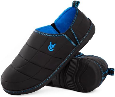 VeraCosy Herren-Hausschuhe Zweifarben Design Nylon Obermaterial | Rutschfeste Sohle, Drinnen und Draußen, Wasserabweisend, Maschinenwaschbar, Leicht, Gesteppte Polsterung