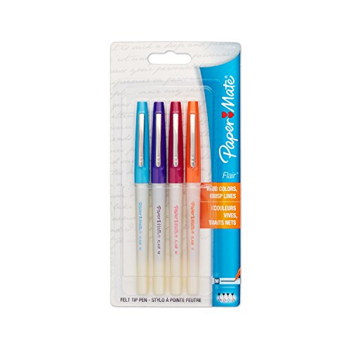 Image of Paper Mate 1743146 Flair Medium Tip Felt Porous Pen - Multicolor Body, Multicolor Ink, Pack of 4