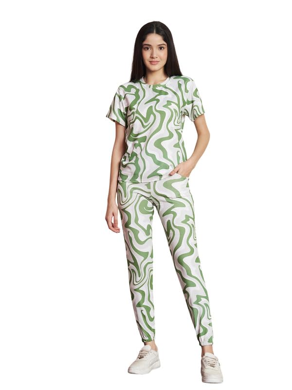 DTR FASHION Polyester Blend Abstract Print Tracksuit | Night Wear Suit For Women