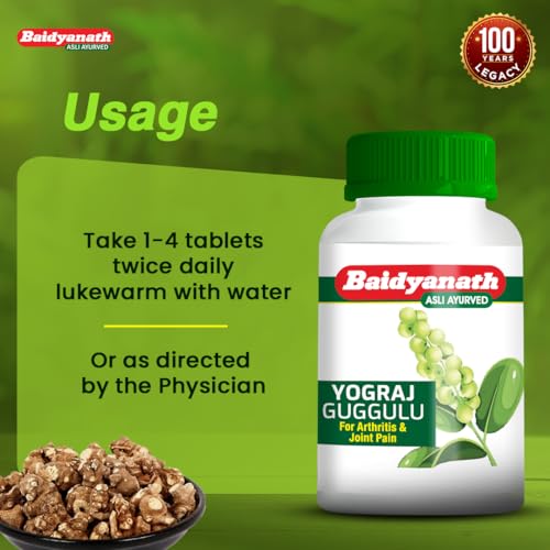 Image of Baidyanath Yograj Guggulu Tablets | Ayurvedic Blend with 26 Herbs | Herbal Formula for Joint & Muscle Care | 100 Tab | Pack of 2