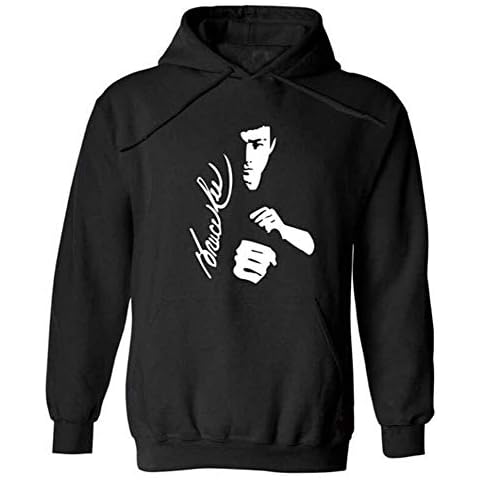 Bruce Lee - Mens Martial Arts Long Sleeve Hoodie Jumper Pullover Sweatshirt Black Cover