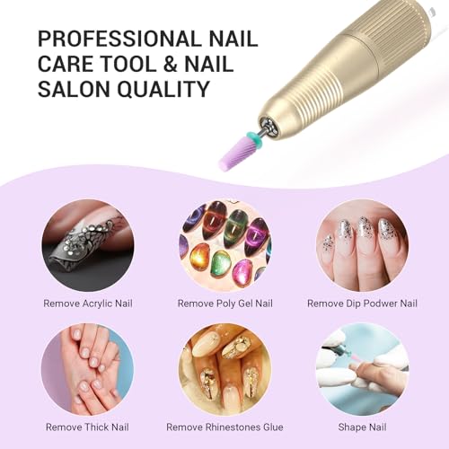Image of MelodySusie 5 in 1 Nail Drill Bits, 3 /32'' Ceramic Cross Cut Bits, Suitable for Manicure Pedicure Cuticle Gel Polishing, Pink, Series Bit-M, Coarse, Purple