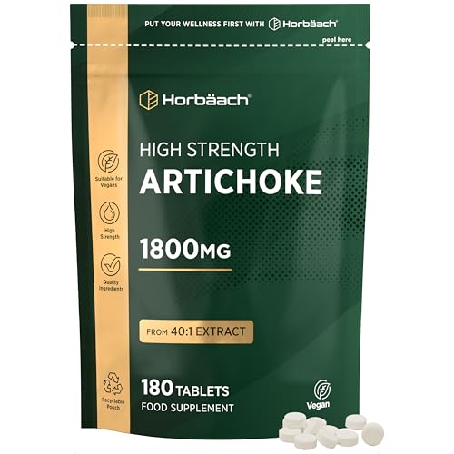 Artichoke Extract 1800mg | High Strength Artichoke Supplement | 180 Vegan tablets | Artichoke Leaves | by Horbaach
