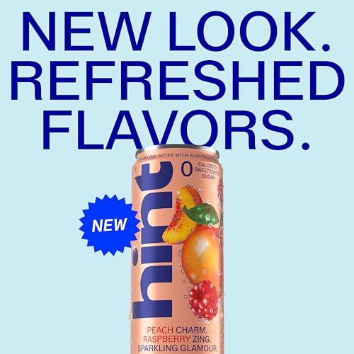 Image of Hint Sparkling Water, Peach Raspberry - Canned Flavored Water Beverages with Electrolytes, Zero Calories, and Sugar Free - 12 Fl Oz Cans (Pack of 12)
