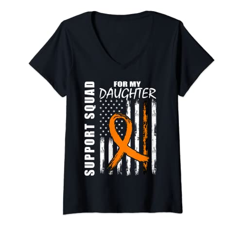 Donna Sostegno Squadra Figlia Kidney Cancer Consapevolezza US Flag Gifts Maglietta con Collo a V
