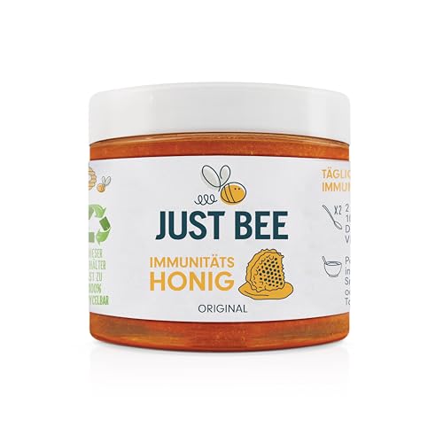 Just Bee Immunitäts-Honig (260g) | Reiner Naturhonig mit Vitamin D, C, B6, B12 und Echinacea | Roh & Unpasteurisiert | Vitaminreich | Für tägliche Immununterstützung