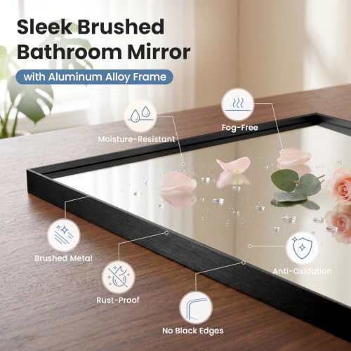 Image of NEWBULIG 22 inchx30 inch Vanity Mirror, Bathroom Mirrors for Over Sink, Black
