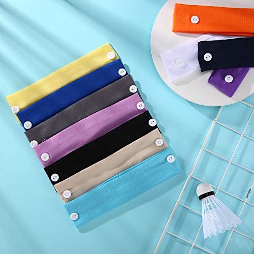 Willbond WILLBOND-ELASTIC BUTTON HEADBAND-J8 16 Pieces Elastic Headbands With Button Yoga Sports Headband Sweatband Non Slip Nurse Headbands Multicolored Ear Protection Holder thumb #5