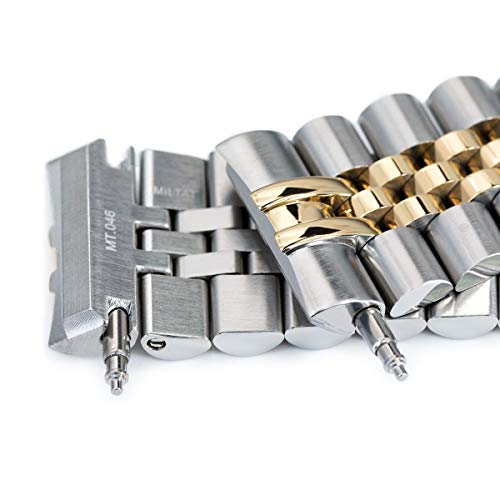 Image of Strapcode Watch Strap 22mm Super 3D Jubilee 316L SS Watch Bracelet for Seiko New Turtles SRP775, 2-Tone IP Gold