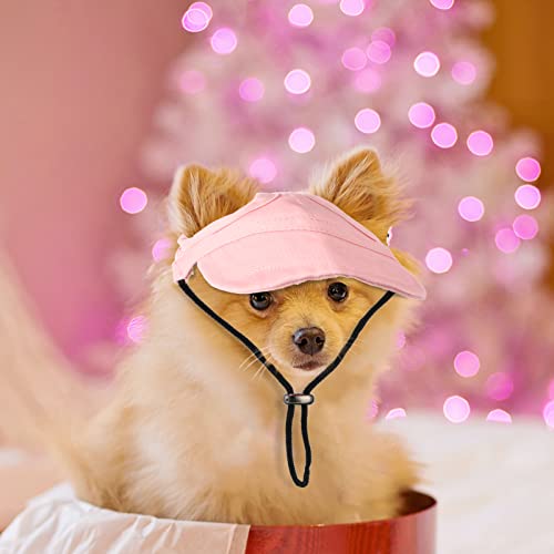 2 Pieces Dog Baseball Hat With Neck Strap Adjustable Pet Dog Cat Summer Travel Outdoor Baseball Hat Visor Sunbonnet Outfit With Ear Holes For Puppy Small Dogs And Cats, Blue And Pink #TOP5