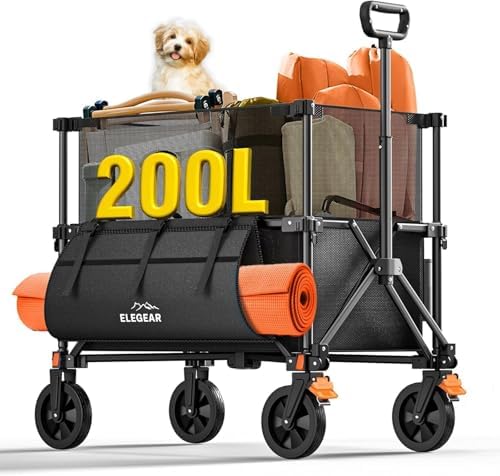 اليجير عربة ترولي للمهرجانات، عربة قابلة للطي بسعة كبيرة 200 لتر،...