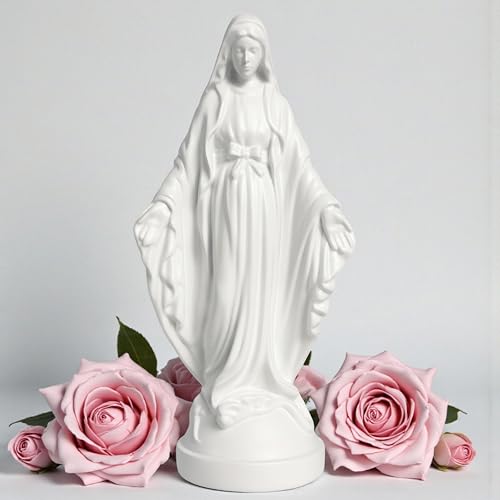 Pop Mary, Statue Moderne Vierge Marie, Figurine Décorative en résine, Cadeau Unique de Collection (Blanc)