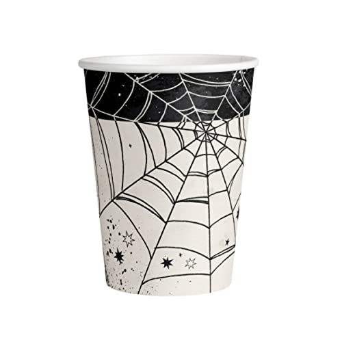 Lote de 24 Vasos de Cartón Infantiles"Telaraña". Vajillas y Cuberterías. Juguetes para Fiestas Halloween, Cumpleaños, Bodas, Bautizos, Comuniones y Eventos. AB Cover
