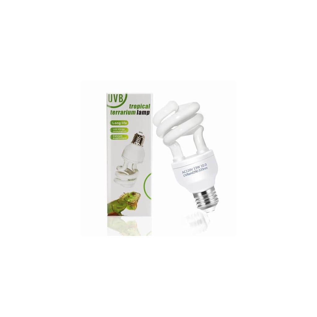 13W Ampoule UVA UVB 10.0 pour Reptiles, E27 Lamp UVB pour Tortue, AC 220V Lampe Fluorescente Compacte pour Terrarium Tortue Lézard Caméléon
