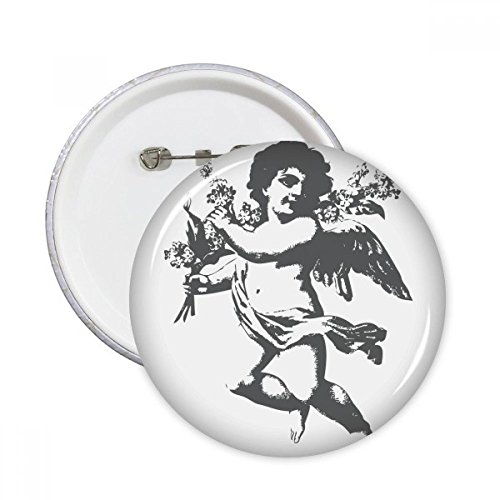 Broches rondes baroque noir et blanc lot de 5 badges de taille M pour décoration de vêtements