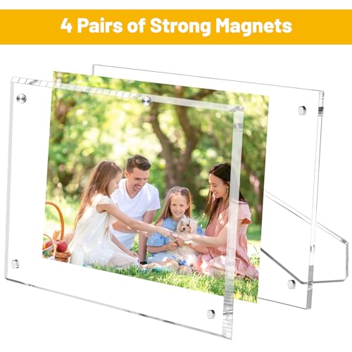 lalago 2 x magnetyczna ramka na zdjęcia 13 x 18 cm, akrylowa ramka na zdjęcia do pionu, akrylowa magnetyczna ramka na zdjęcia