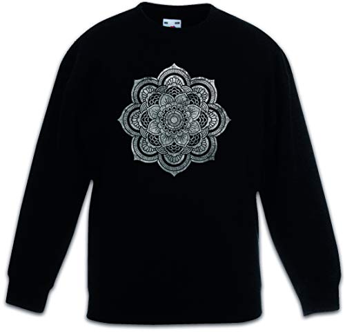 Sweat-shirt noir enfant haut de gamme au motif imprimé Flower Mandala II