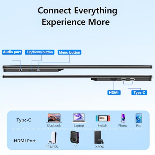 Image of Portable Monitor 15.6-inch 1080p Built-in Hub Docking Station 64G Storage Card IPS Display with Foldable Stand for Mac Windows, iPad,Smart Phone (24)