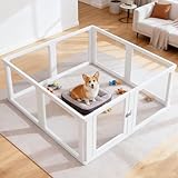 Citylife Dog Playpen with Door Clear Pet Playpen for Indoor Outdoor Easy to Install and Remove Puppy Playpen for Dogs, Cats, Bunnies, Pigs, 8 Panels