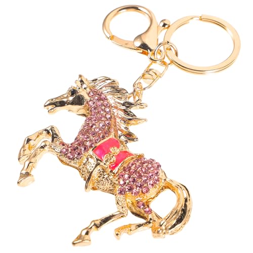 Holibanna Llavero para Mujer Colgante de Caballo en Aleación de Zinc Gemas de Imitación, Accesorio Decorativo Rosa para Bolsos y Llaves, Llavero Animal Multifuncional para Regalos Hípicos