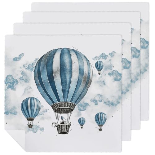 Servilletas de tela cuadradas azul diseño floral 18.7 x 18.7 in 4 pcs miniatura 1