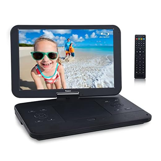 NAVISKAUTO 14" Portable Blu-Ray DVD Player with 1920X1080 HD Large Screen, 4000mAh Rechargeable Battery, Support HDMI in/Out, USB/SD Card Reader, MP4 Video Playback (HDMI Cable Included)