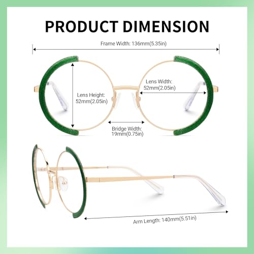 Image of Zeelool Vintage Metal Round Eyeglasses Frame for Women with Non-prescription Clear Lens ZJGM351423