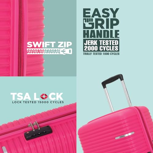 Image of American Tourister Liftoff+ | Medium Size Check-in Trolley Bag (67 cm) for Travel | 360 8 Wheel Travel Luggage | Hard Case Polypropylene (PP) Suitcase | Mounted TSA Lock | Berry Blast