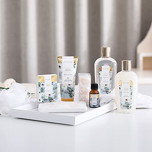 Image of Spa Gifts for Women 8 Pcs Spa Luxetique Gift Baskets with Hand Cream Bath sets for Her Jasmine Christmas Gift Sets