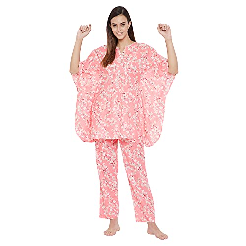 Image of The Kaftan Company Pink Floral Print Pyjama Set