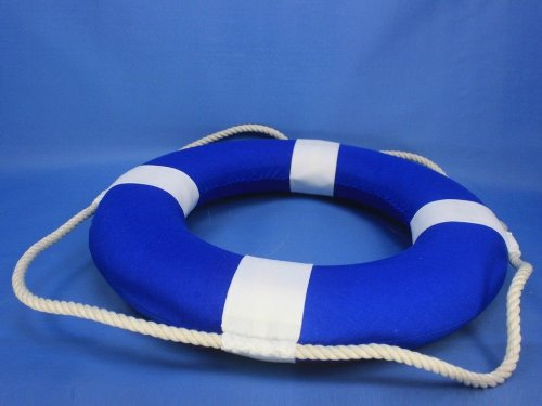 Hampton Nautical Vibrant Blue Lifering with White Bands, 15"