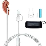 Mit Multi-Zubehör: Mit 2 Ohrstöpseln und 1 tragbaren Tragetasche, kann das Jiusion Ohr-Otoskop verwendet werden, um Objekte mit unterschiedlichen Winkeln zu überprüfen. Mit dem Ohr-Picker können Sie das Wachs leicht entfernen.