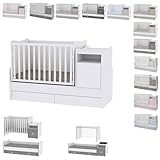 Babybett mit Schaukelfunktion, 2 Gitterelemente herausnehmbar, selbstständiges Ein- und Aussteigen
