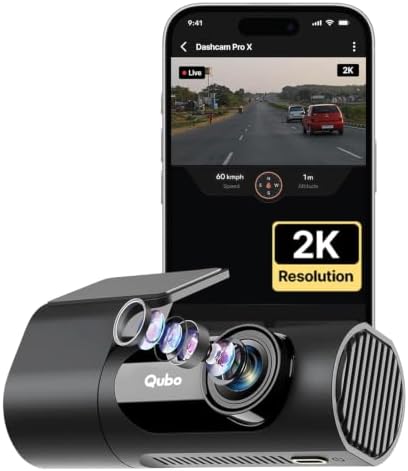Qubo Dashcam Pro X (2026 Edition) | 2K Resolution | Doubles up as in-Cabin Camera | NightPulse Vision | Wide FOV | Supercapacitor | Built in Wi-Fi, Mic | Up to 1TB Storage | Built for Indian Roads