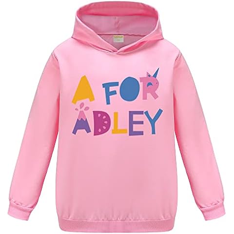 OAIXIUR Adley Merch Kids Sweatshirts Fashion Letter Graphic Printing Hoodies for Girls(Light Pink,6-7 Years) Cover