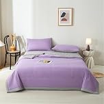 Odot Coverless Duvet 2.5 Tog Single Double King Size, Reversible Summer Quilted Duvet Throw Blanket for Sofa Bed, Soft Lightweight Bedspreads Bed Coverlet Throw, Gray (Purple,200x230cm)