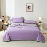 Odot Edredón Primavera Verano de Color Sólido - Edredones de Verano Cama 90 135 150 Edredón Nórdico Reversible Ligero Suave Colcha Transpirable Cubrecama para 4 Estaciones (Púrpura,200x230cm)