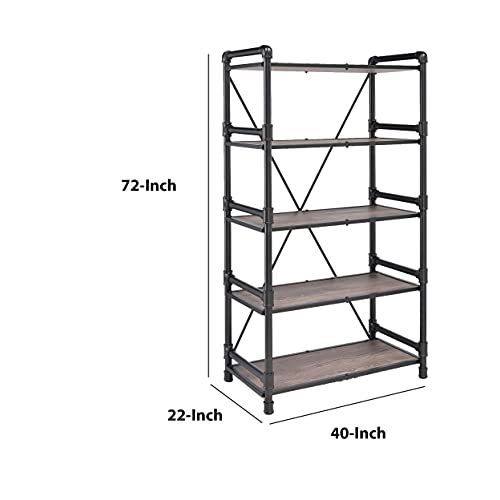 Acme Caitlin Bookshelf - 92220 - Rustic Oak & Black #TOP1