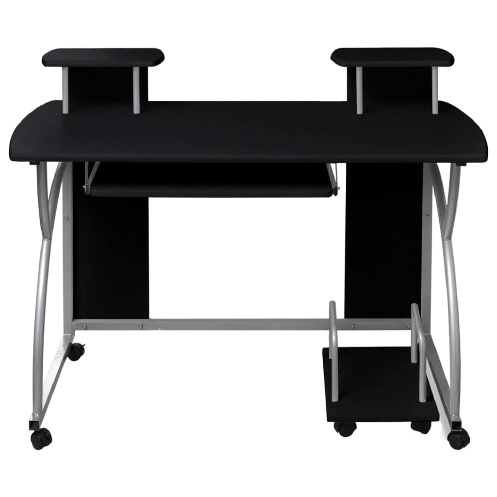 Scrivania da ufficio, tavolo angolare, tavolo da lavoro, scrivania per computer, colore nero, 110 x 52 x 88,5 cm