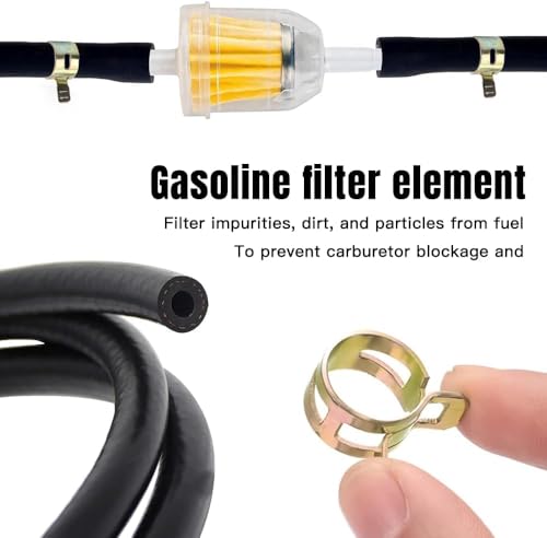 Aoreun Tuyau D'essence Kit, 2 Mètre Ø 5mm Conduite de Carburant avec 10x Colliers de Serrage et 2x Filtres à Carburant, Tuyau de Carburant Durite Essence pour Voiture Moto Tracteur Petits Moteurs – vue 4