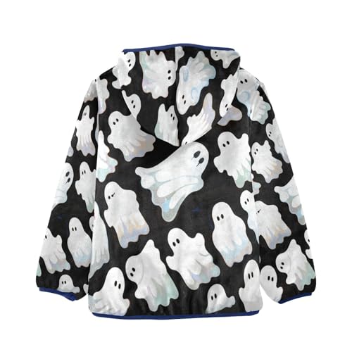 Ghostly Figures on Dark Background Toddler Fleece Jacket Girl Boys Hooded Fleece Jacket Coat Warm2