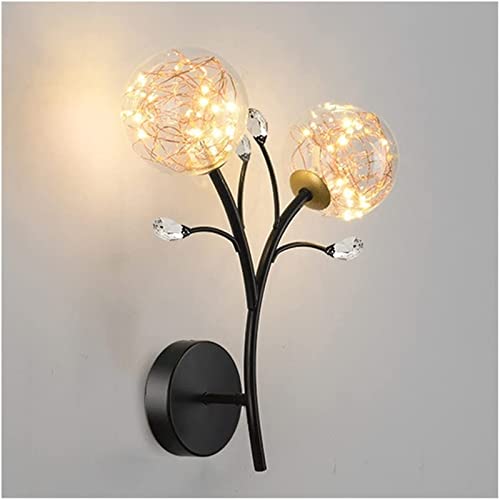 Aplique de pared de vidrio con diseño de pelota negra y luz de tres colores