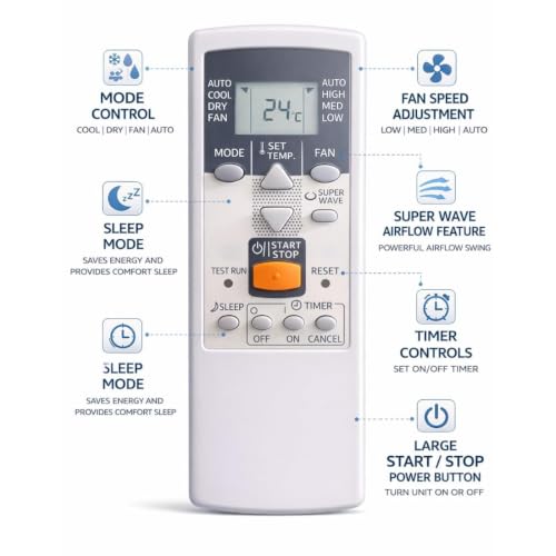 Image of 7-SAT Compatible with O General AC Remote Control, Replacement Remote for O General AC Remote Original (Come with 2 AAA Batteries)