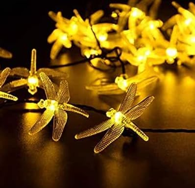 USJF Dragonfly Garden Lights, Solar Fairy Lights Outdoor Garden for Patio Party Swimming Pool Decoration (Warm White)