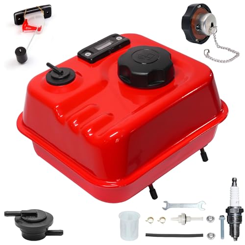 JMCHstore Fuel Gauge Gas Fuel Tank w/ Roll Over Valve for Predator 212 6.5HP 60363 Hemi Engine For Coleman B200 B200R CT200U BT200X CT200UEX Mini Bike (Red)