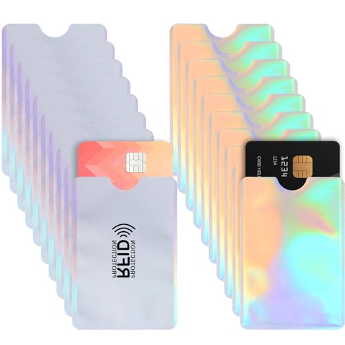 20 Pack RFID Blocking Sleeves, Laser Credit Card Protectors Gray Identity Protector Waterproof Card Holder for Wallet or Purse for Wome Men