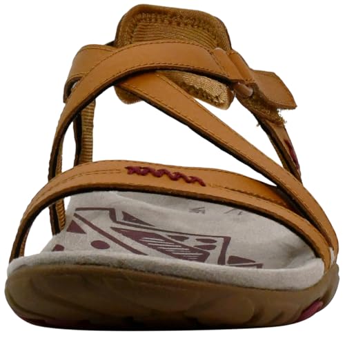 Merrell Women's Sandspur Rose Leather Sandal, Brown Sugar/Pomegranate, 9
