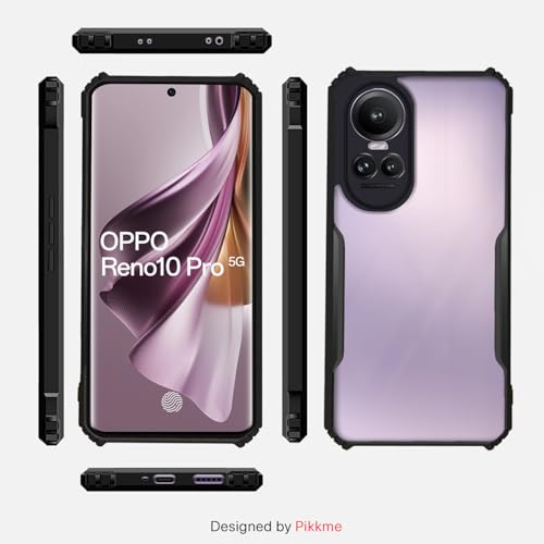 Image of Outlouders Back Cover for Oppo Reno 10 Pro 5G | Ultra Hybrid Transparent | Full Camera Protection | Raised Edge | Crystal Clear Bumper Case(Black)