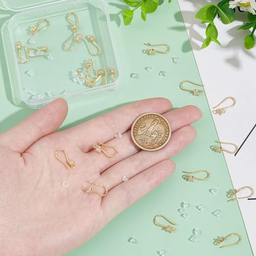 UNICRAFTALE 20Pcs Real 18K Gold Plated Brass Micro Pave Clear Cubic Zirconia Earring Hooks French Earring Hook with Loop And 40Pcs Plastic Ear Nuts 17mm Long Hole 1.2mm for DIY Jewelry Making Findings - Image 4